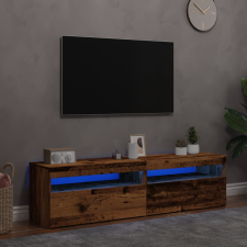 vidaXL 2 db antik fa színű szerelt fa TV-szekrény LED-lámpákkal bútor