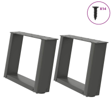 vidaXL 2 db antracit acél dohányzóasztal lábak U-alakú 40x(30-31) cm bútor