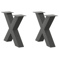 vidaXL 2 db antracit acél dohányzóasztal lábak X-alakú 50x(42-43) cm bútor