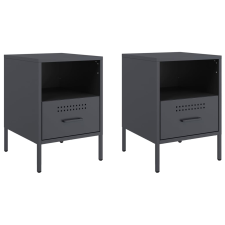 vidaXL 2 db antracit hideghengerelt acél éjjeliszekrény 36x39x50,5 cm bútor