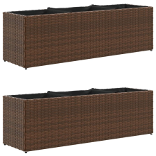 vidaXL 2 db barna polyrattan kerti ültetőláda 3 cseréppel 105x30x32cm (3210523) kerti tárolás