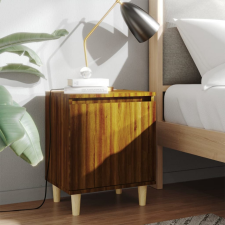 vidaXL 2 db barna tölgy színű éjjeliszekrény fa lábakkal 40x30x50 cm bútor