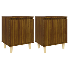 vidaXL 2 db barna tölgy színű éjjeliszekrény fa lábakkal 40x30x50 cm (813115) bútor