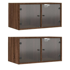 vidaXL 2 db barna tölgy színű faliszekrény üvegajtókkal 68,5x37x35 cm bútor