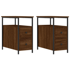 vidaXL 2 db barna tölgyszínű szerelt fa éjjeliszekrény 30x60x60 cm (826072) bútor
