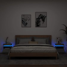 vidaXL 2 db betonszürke éjjeliszekrény LED-fényekkel 40x39x48,5 cm bútor
