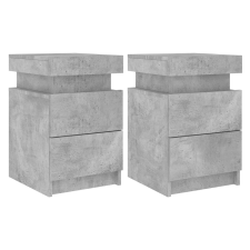 vidaXL 2 db betonszürke éjjeliszekrény LED-világítással 35x39x55 cm (836756) bútor