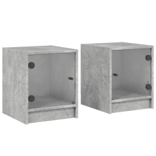 vidaXL 2 db betonszürke éjjeliszekrény üvegajtókkal 35 x 37 x 42 cm (836350) bútor