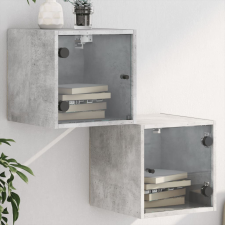 vidaXL 2 db betonszürke éjjeliszekrény üvegajtóval 35 x 37 x 35 cm bútor