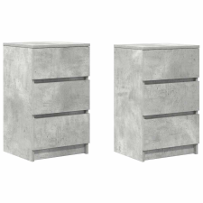 vidaXL 2 db betonszürke éjjeliszekrények 3 fiókkal 39x35x65 cm (861344) bútor