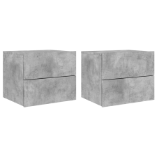 vidaXL 2 db betonszürke fali éjjeliszekrény LED-világítással (836819) bútor