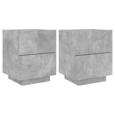 vidaXL 2 db betonszürke szerelt fa éjjeliszekrény LED-fényekkel (836742) bútor