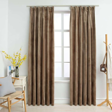 vidaXL 2 db bézs bársony sötétítőfüggöny kampókkal 140 x 245 cm lakástextília