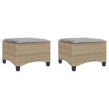 vidaXL 2 db bézs polirattan kerti székek párnákkal 55x55x36 cm (4108249) kerti bútor
