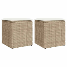 vidaXL 2 db bézs polyrattan kerti szék párnával 40x40x43 cm kerti bútor