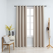 vidaXL 2 db bézs sötétítőfüggöny fémgyűrűkkel 140 x 225 cm lakástextília
