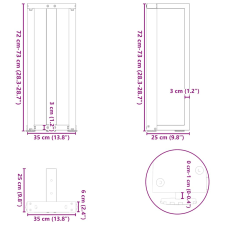 vidaXL 2 db fehér acél konzolasztal lábak T-alakú 38x25x(72-73) cm bútor