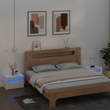 vidaXL 2 db fehér éjjeliszekrény LED-ekkel 60 x 35 x 40 cm bútor