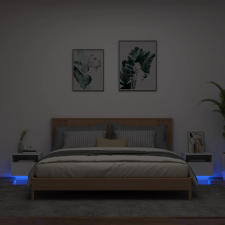 vidaXL 2 db fehér éjjeliszekrény LED-világítással 40 x 39 x 37 cm bútor