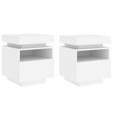 vidaXL 2 db fehér műfa éjjeliszekrény LED-fényekkel 40x39x48,5 cm (836785) bútor