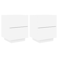 vidaXL 2 db fehér szerelt fa éjjeliszekrény LED-fényekkel (836736) bútor