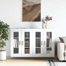 vidaXL 2 db fehér szerelt fa falra szerelhető szekrény bútor