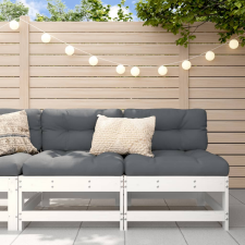 vidaXL 2 db fehér tömör fenyőfa kerti középső kanapé kerti bútor