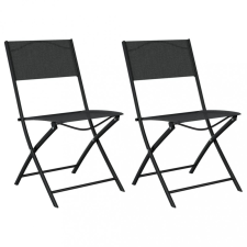 vidaXL 2 db fekete acél és textilén összecsukható kültéri szék kerti bútor