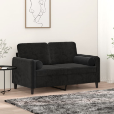 vidaXL 2 db fekete bársony díszpárna Ø15x50 cm lakástextília