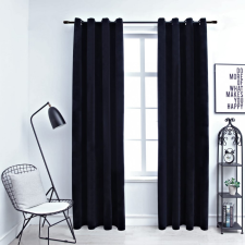 vidaXL 2 db fekete bársony sötétítőfüggöny gyűrűkkel 140 x 175 cm lakástextília