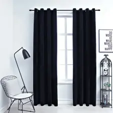 vidaXL 2 db fekete bársony sötétítőfüggöny gyűrűkkel 140 x 245 cm lakástextília