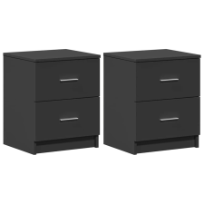 vidaXL 2 db fekete éjjeliszekrény 2 fiókkal 40x36x50 cm (858788) bútor