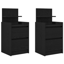 vidaXL 2 db fekete éjjeliszekrények 2 fiókkal 38x34x80 cm (861358) bútor
