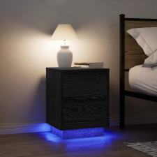 vidaXL 2 db fekete éjjeliszekrények LED világítással 38x34x50 cm bútor