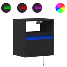 vidaXL 2 db fekete fali TV-szekrény LED-világítással 41x31x45 cm (852316) bútor