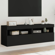 vidaXL 2 db fekete fali TV-szekrény LED-világítással 60x30x40 cm bútor