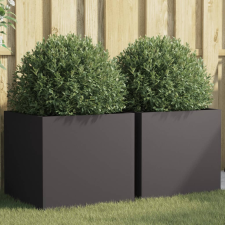 vidaXL 2 db fekete hidegen hengerelt acél növénytartó 49x47x46 cm kerti tárolás