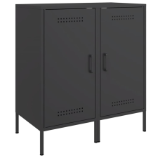 vidaXL 2 db fekete hidegen hengerelt acél tálalószekrény 36x39x72 cm bútor
