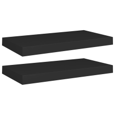 vidaXL 2 db fekete MDF lebegő fali polc 50 x 23 x 3,8 cm (323830) bútor