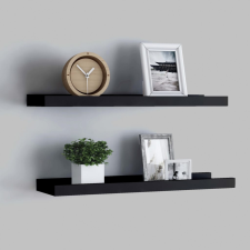vidaXL 2 db fekete MDF szegélypolc képkeretekhez 60 x 9 x 3 cm bútor