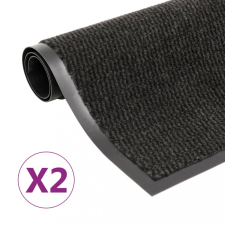vidaXL 2 db fekete négyszögletes bolyhos szennyfogó szőnyeg 80x120 cm lakástextília