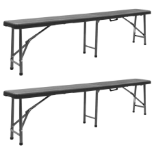 vidaXL 2 db fekete összecsukható HDPE kerti pad 180 cm kerti bútor