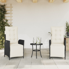 vidaXL 2 db fekete polyrattan dönthető kerti szék lábtartóval kerti bútor