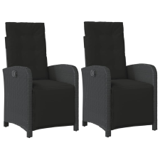 vidaXL 2 db fekete polyrattan dönthető kerti szék lábtartóval (365193) kerti bútor