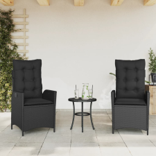 vidaXL 2 db fekete polyrattan dönthető kerti szék párnával kerti bútor