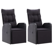 vidaXL 2 db fekete polyrattan dönthető kerti szék párnával (319544) bútor