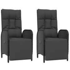 vidaXL 2 db fekete polyrattan dönthető kültéri szék párnával (319892) kerti bútor