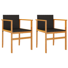 vidaXL 2 db fekete polyrattan és tömör fa kerti szék (368708) kerti bútor