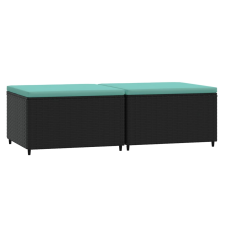 vidaXL 2 db fekete polyrattan kerti lábtartó párnákkal (319805) bútor