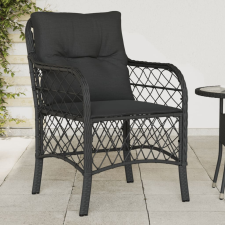 vidaXL 2 db fekete polyrattan kerti szék párnával kerti bútor